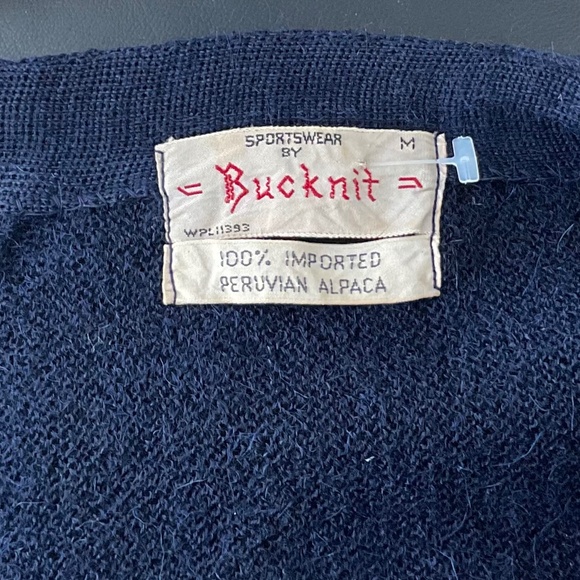 Ladies Bucknit Peruvian Alpaca Navy cardigan - Picture 5 of 5